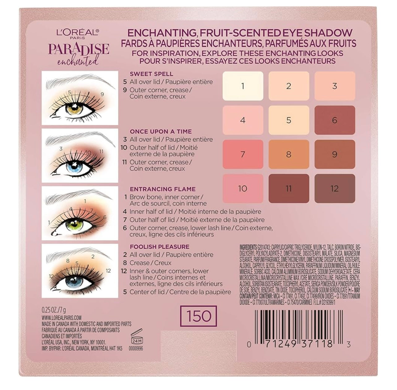 L’Oréal Paris Paradise Enchanted Scented Eyeshadow Palette, 12 Warm Shades (Pack of 2)