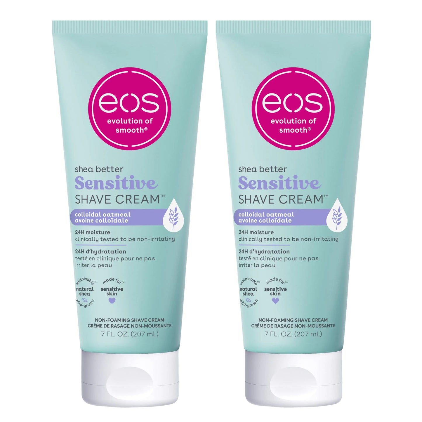 EOS Shea Better Sensitive Skin Shave Cream, Fragrance-Free, 2-Pack, 14oz