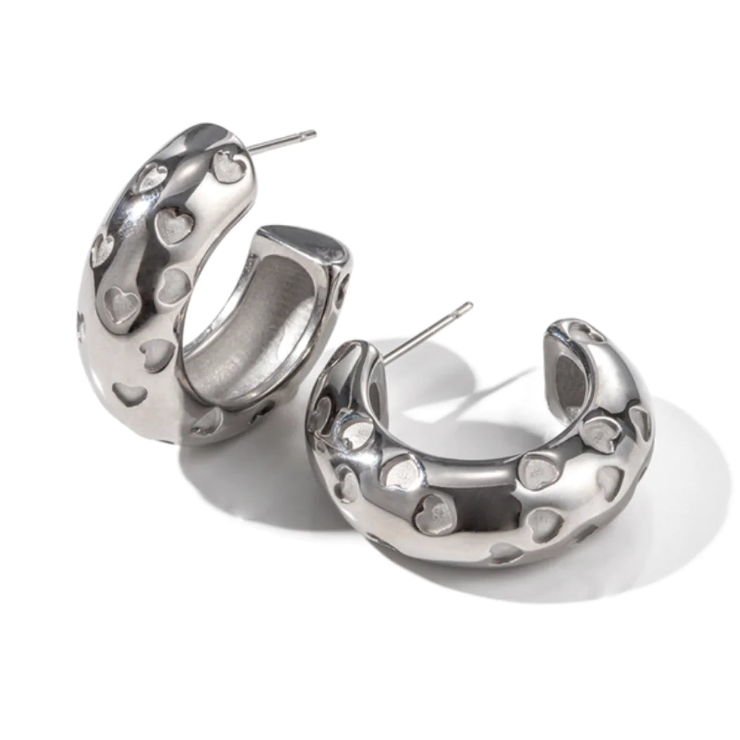 Gold-Plated Half-Round Earrings with Hypoallergenic Silver Needles