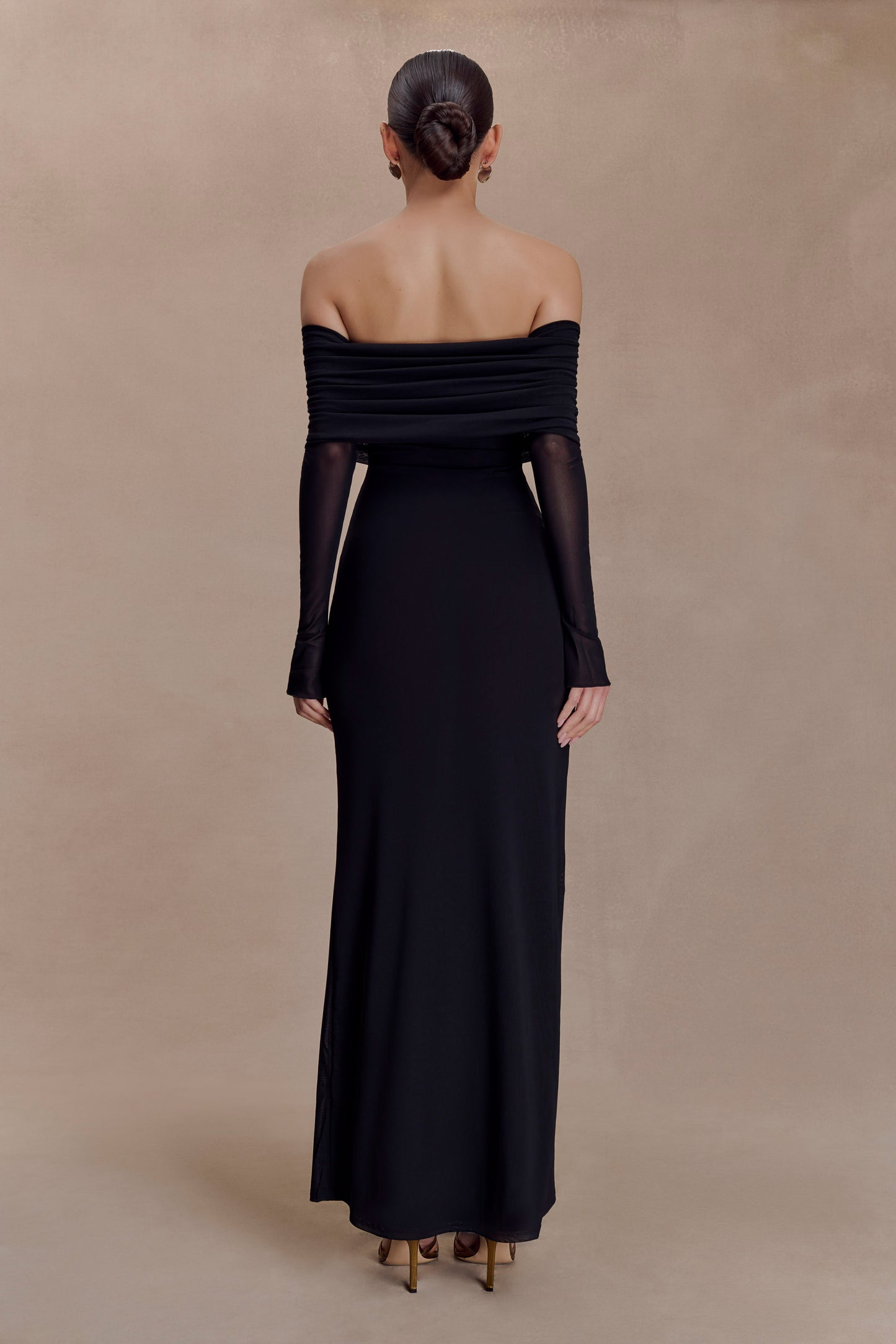 Megan Off Shoulder Mesh Maxi Dress – White