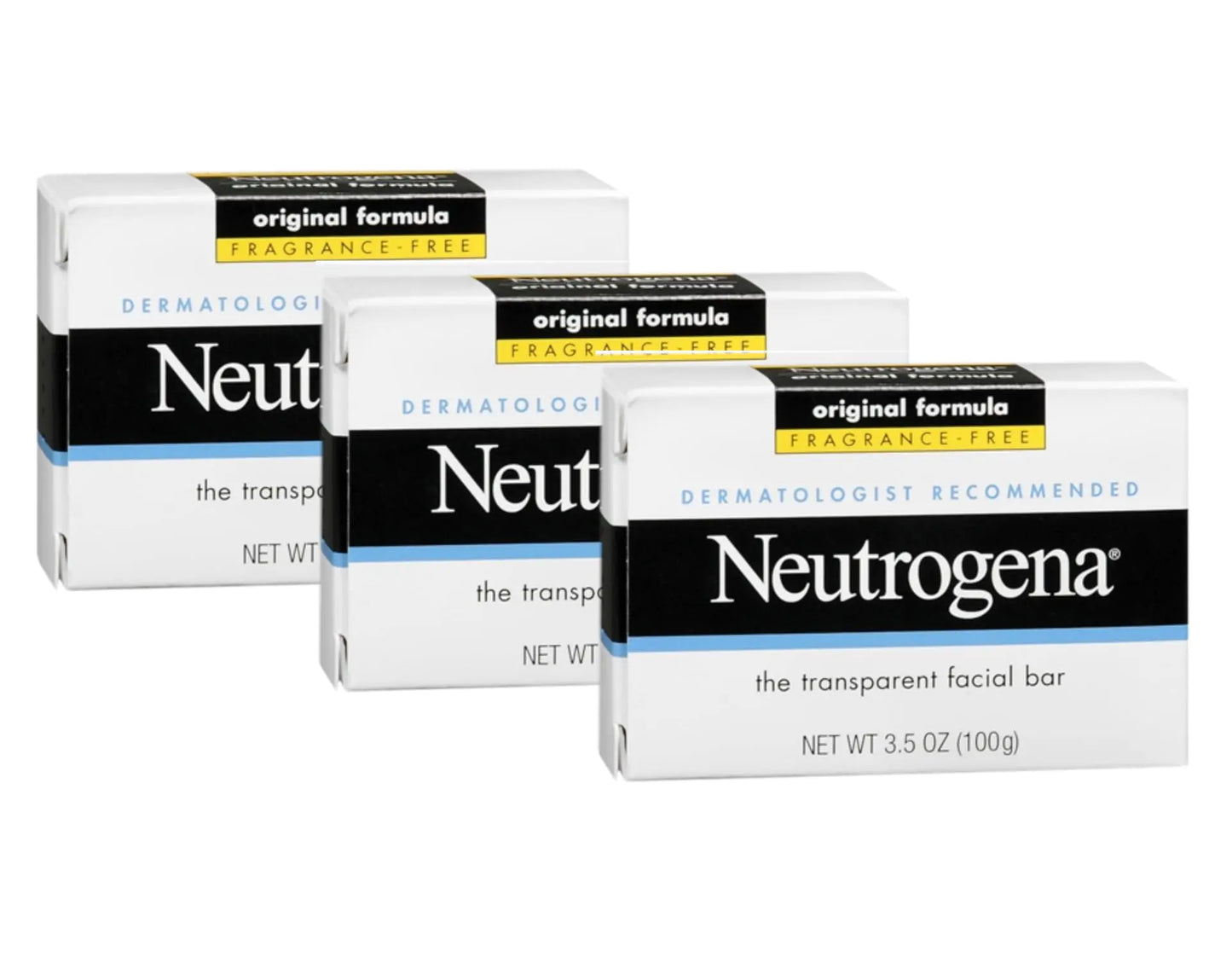 Neutrogena Original Transparent Facial Bar, Glycerin Cleanser (Pack of 3)
