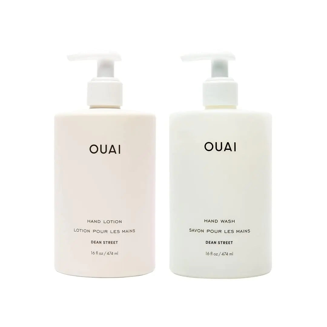 OUAI Hand Wash & Lotion Set Dean Street Scent, Moisturizing & Exfoliating 16 fl oz Each