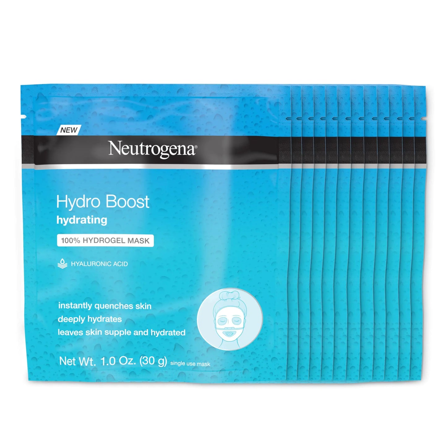 Neutrogena Hydro Boost Hydrogel Sheet Mask 12 Pack, Hyaluronic Acid Hydrating Face Mask