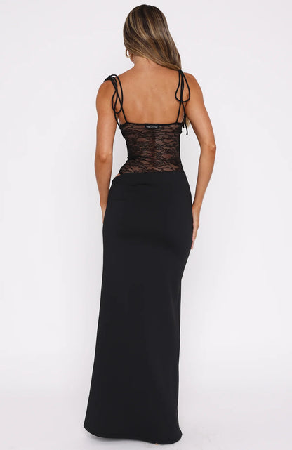 Compliment Me Sheer Lace Maxi Dress, Wine Red