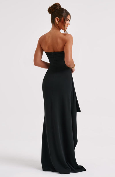 Timeless Strapless High Thigh Split Maxi Dress – Black