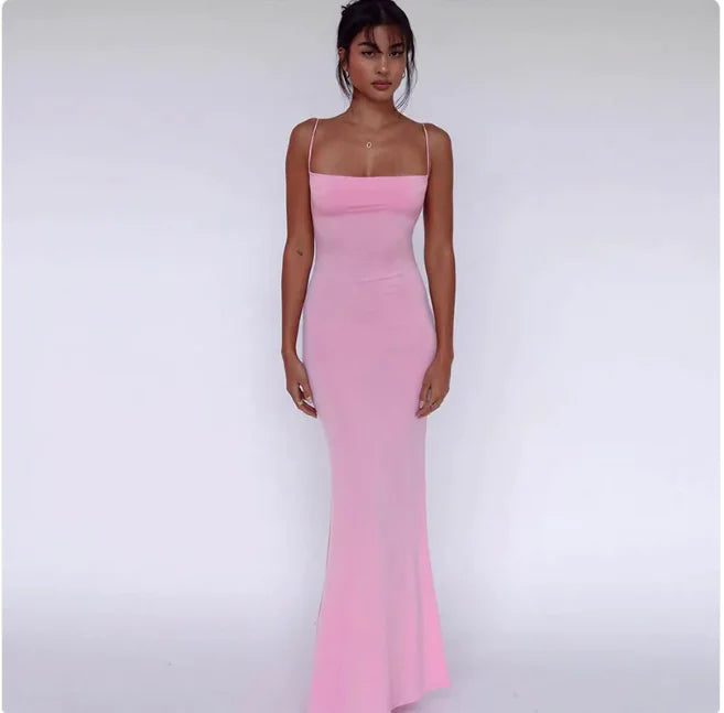 Carie Pink Bodycon Maxi Dress