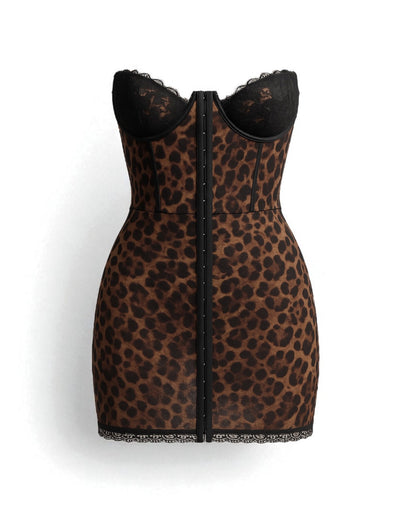 Leopard Print Corset Mini Dress