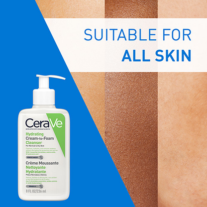 CeraVe Hydrating Cream-to-Foam Cleanser 8oz, Hyaluronic Acid & Ceramides for Dry & Sensitive Skin