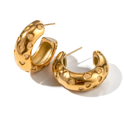 Gold-Plated Half-Round Earrings with Hypoallergenic Silver Needles