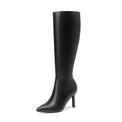 Selena Pointed Toe Knee-High Stiletto Boots with Side Zipper
