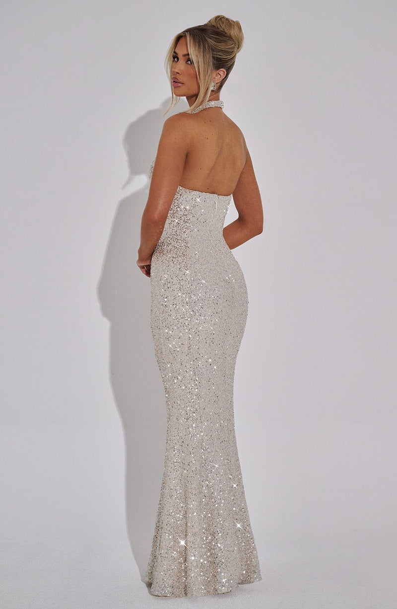 Dessa Silver Sequin Maxi Dress
