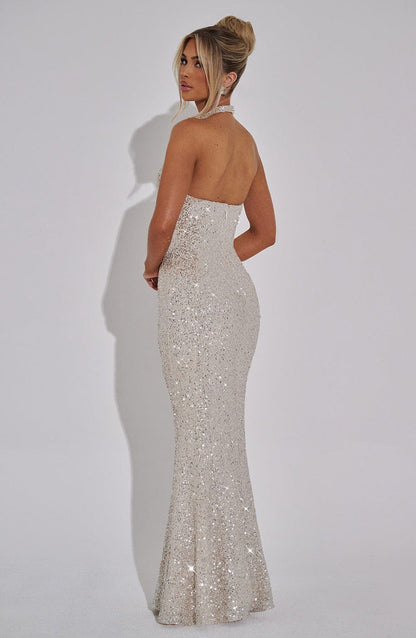 Dessa Silver Sequin Maxi Dress