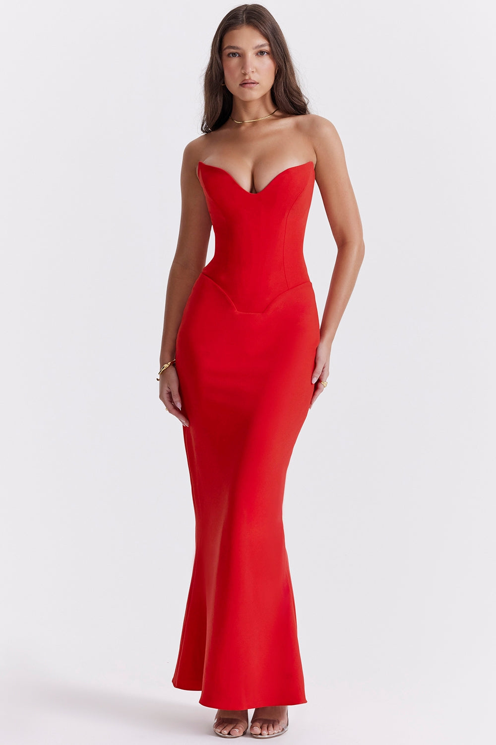 Sabina Strapless Stretch Crepe Dress, Black