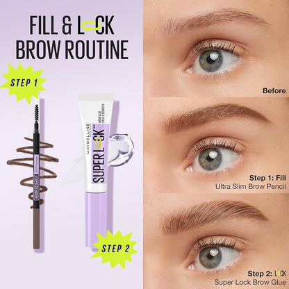 Maybelline Express Brow Ultra Slim Brow Pencil with Precision Tip and Spoolie, Medium Brown