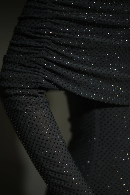 Rene Off Shoulder Diamante Maxi Dress, Gray & Beige