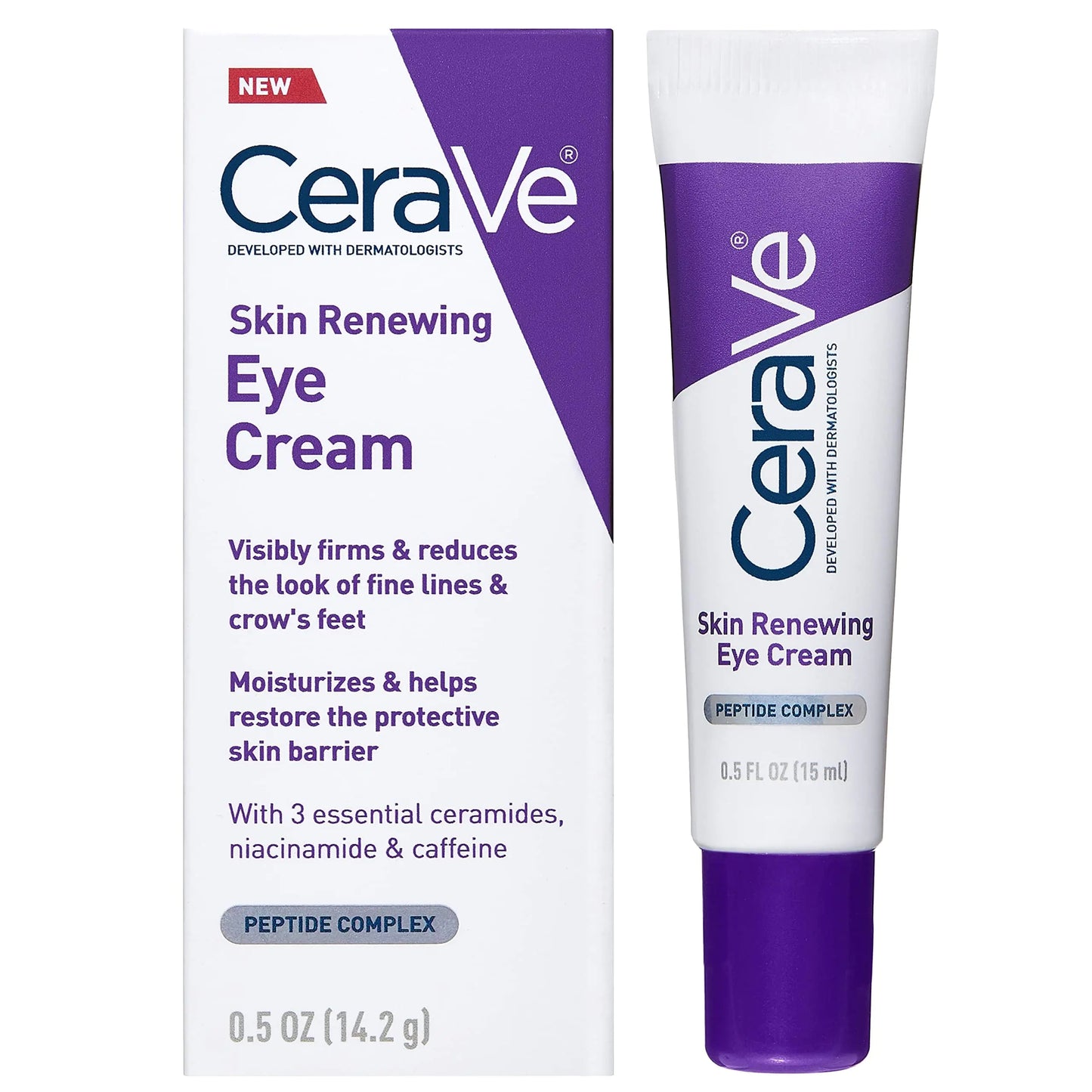 CeraVe Skin Renewing Eye Cream – Peptides, Niacinamide & Caffeine for Wrinkles & Crow’s Feet, 0.5 oz