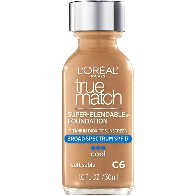 L’Oréal Paris True Match Super-Blendable Liquid Foundation, Soft Sable C6