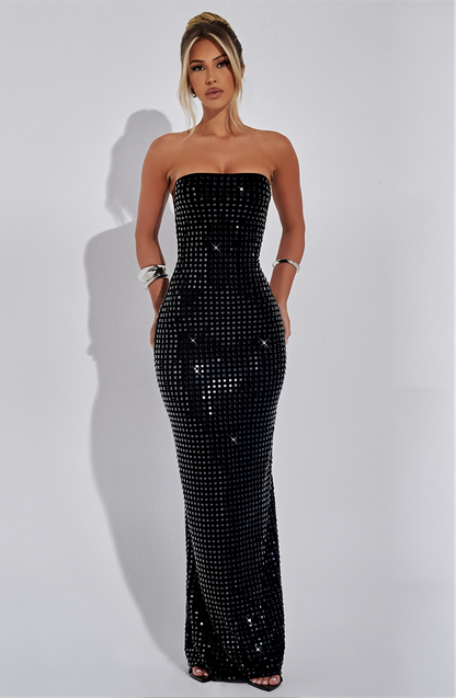 Serenity Sequin Maxi Dress – Black