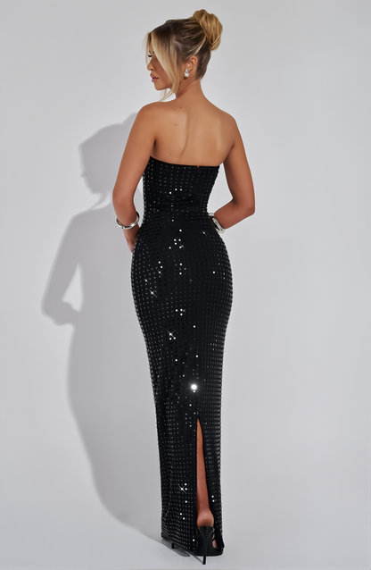 Serenity Sequin Maxi Dress – Black