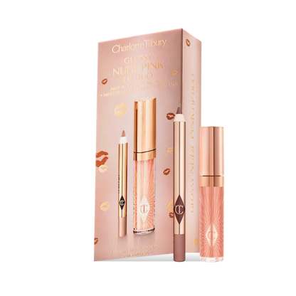 Charlotte Tilbury Glossy Lip Duo, Lip Cheat Iconic Nude & Collagen Lip Bath Pillow Talk