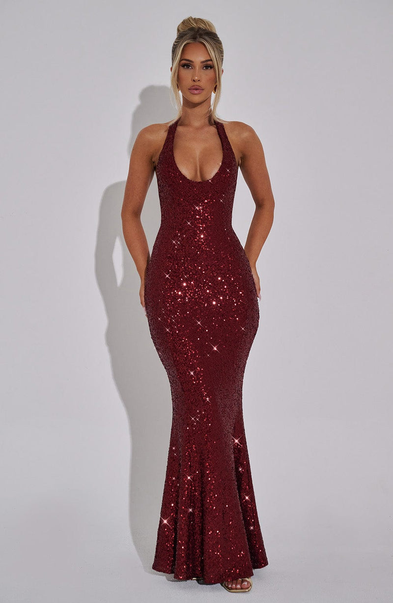 Dessa Silver Sequin Maxi Dress
