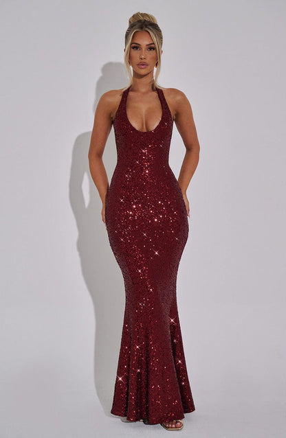 Dessa Silver Sequin Maxi Dress