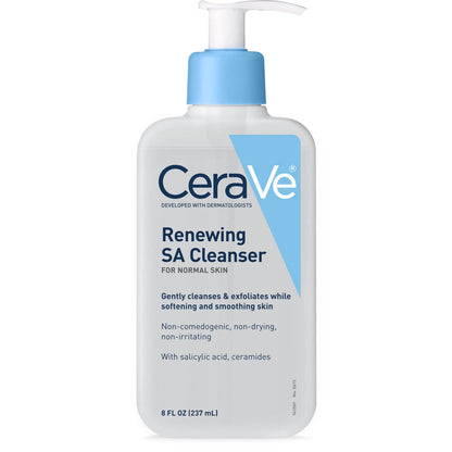 CeraVe SA Cleanser with Salicylic Acid, Hyaluronic Acid, Niacinamide & Ceramides - BHA Exfoliant for Face
