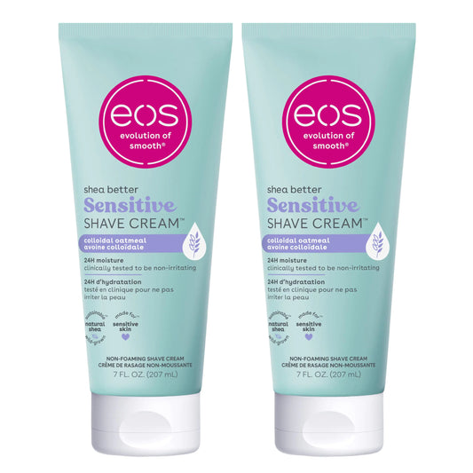 EOS Shea Better Sensitive Skin Shave Cream, Fragrance-Free, 2-Pack, 14oz