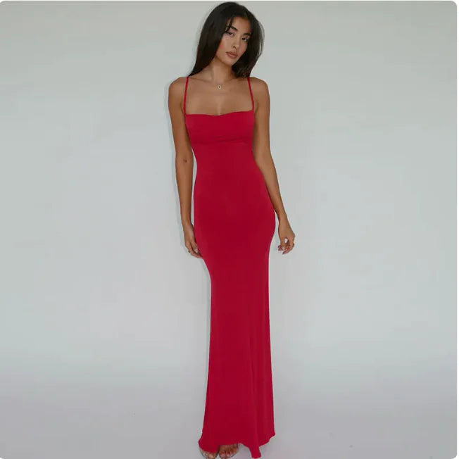 Carie Red Bodycon Maxi Dress