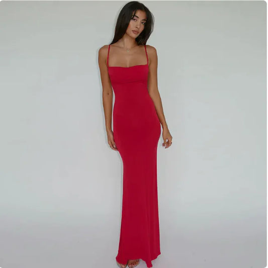 Carie Red Bodycon Maxi Dress