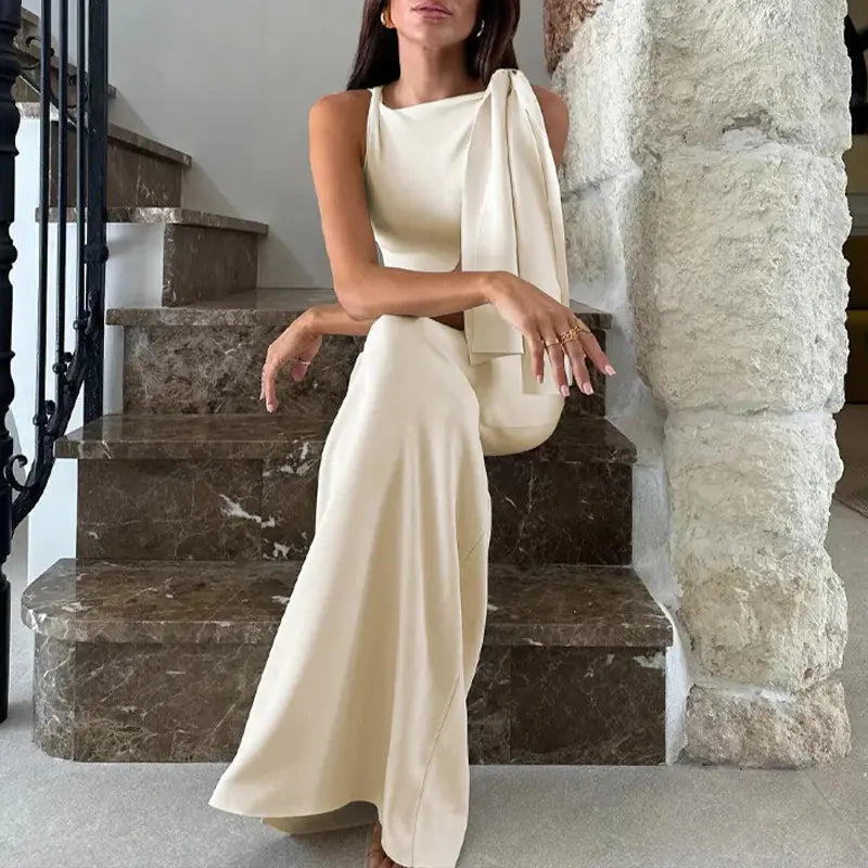 One-Shoulder Asymmetrical Maxi Evening Dress