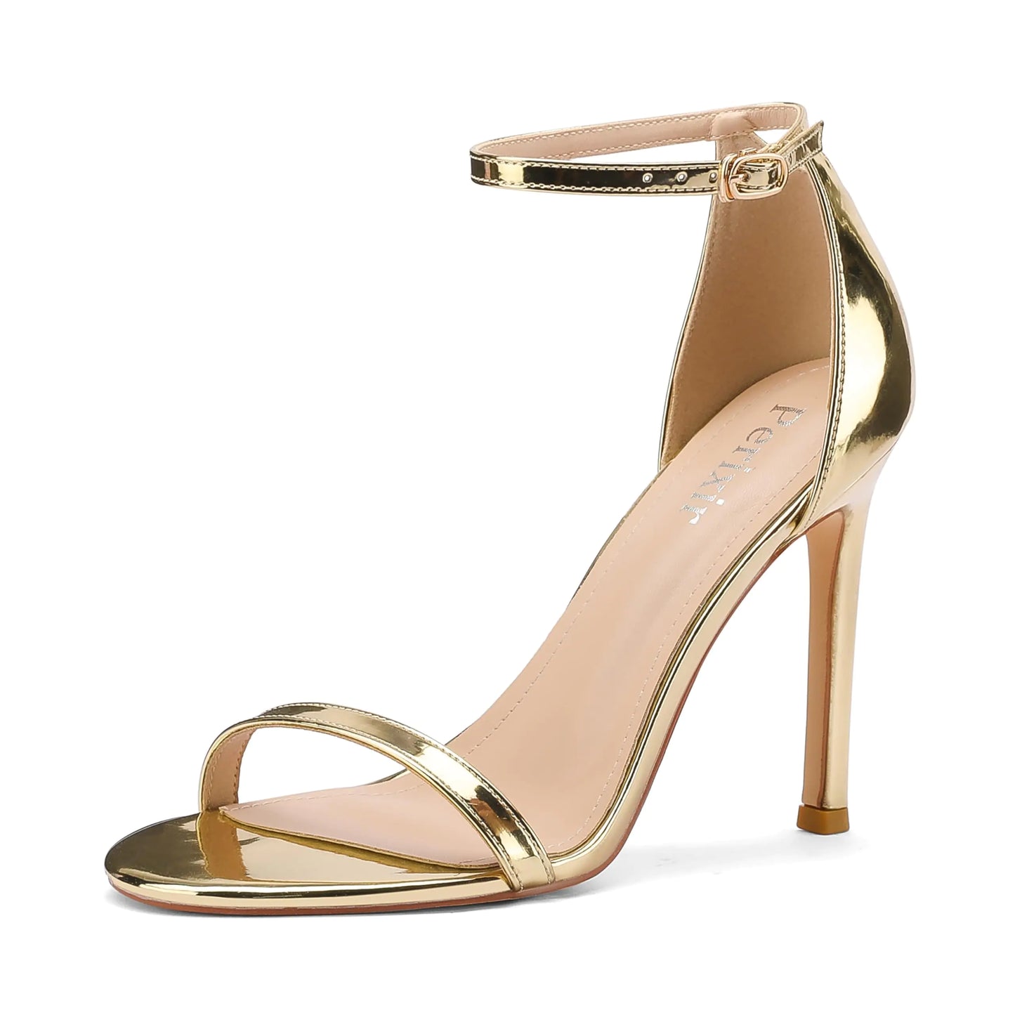 4” Gold Stiletto Dainty Ankle Strap Heels