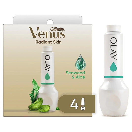 Gillette Venus Radiant Skin Razor Moisturizer Refills, Seaweed & Aloe, 4ct