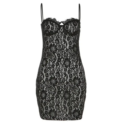 Callie Lace-Strap Mini Bodycon Dress, Black