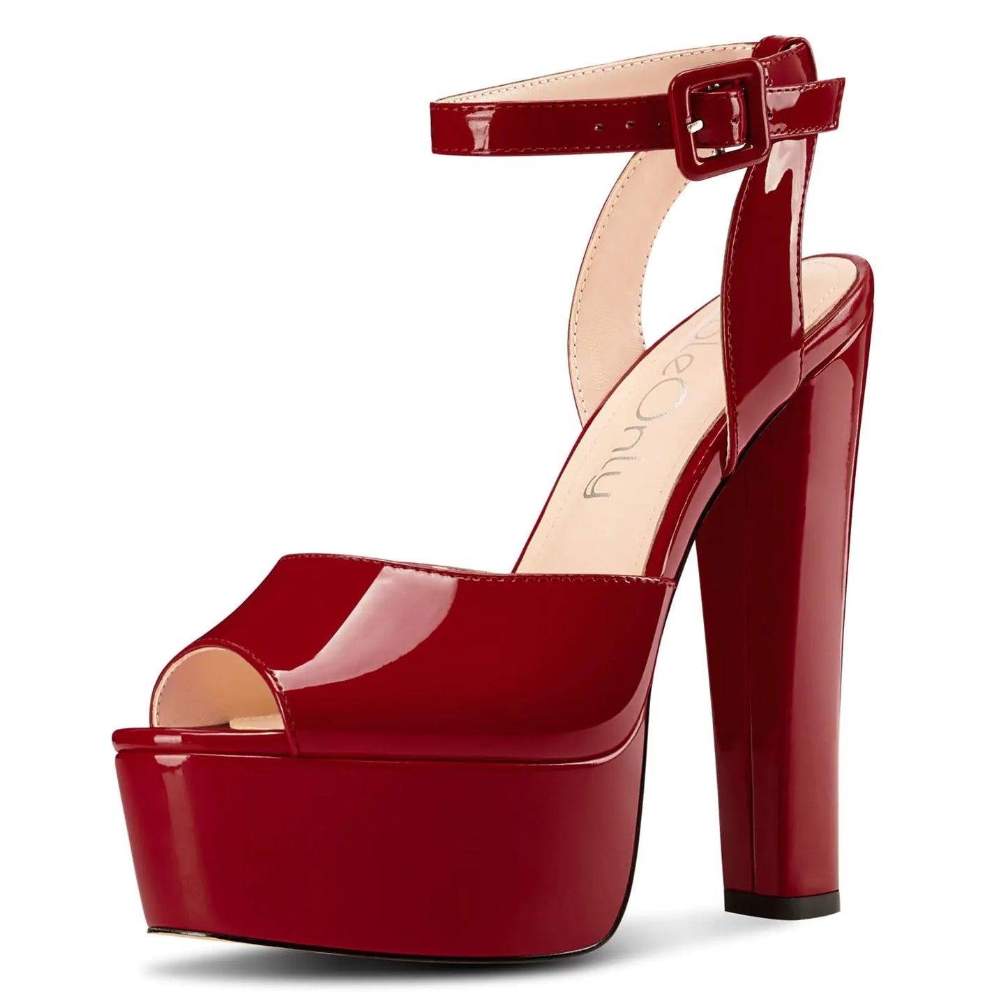 Red Chunky Platform Heels