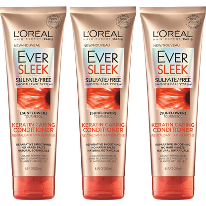 L’Oreal Paris Hair Care Eversleek Sulfate Free Keratin Caring Conditioner 3 Count