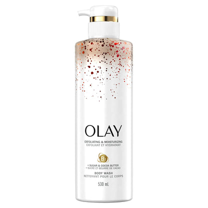 Olay Sugar & Cocoa Butter Exfoliating Body Wash with Vitamin B3, 17.9 fl oz
