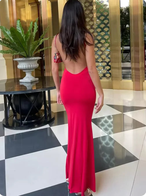 Carie Red Bodycon Maxi Dress