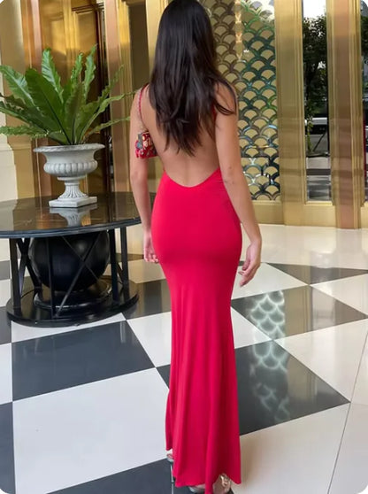 Carie Red Bodycon Maxi Dress