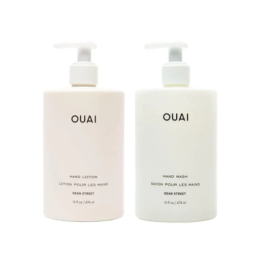 OUAI Hand Wash & Lotion Set Dean Street Scent, Moisturizing & Exfoliating 16 fl oz Each
