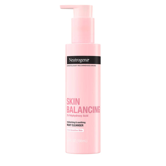 Neutrogena Skin Balancing Milky Cleanser – 2% PHA Face Wash for Dry & Sensitive Skin, 6.3oz