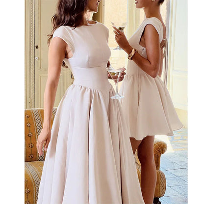 Annabelle Waist-Trimming Vintage Midi Dress, Apricot