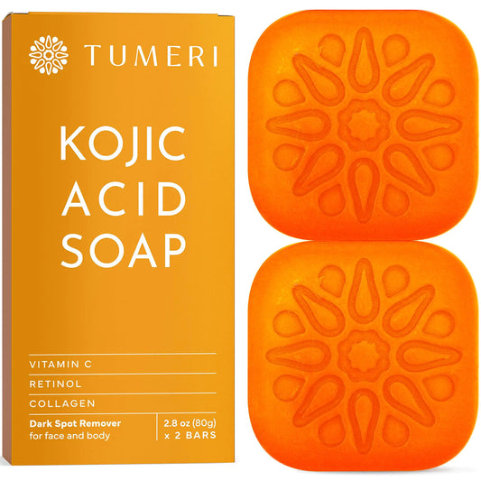 Kojic Acid & Turmeric Soap Bars, Dark Spot Remover for Face & Body, 2-Pack