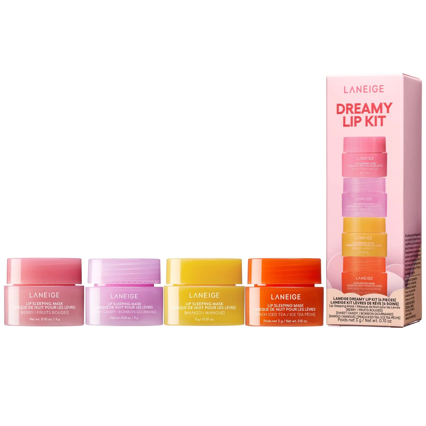 LANEIGE Dreamy Lip Kit, 4 Flavors Hydrating Lip Sleeping Masks