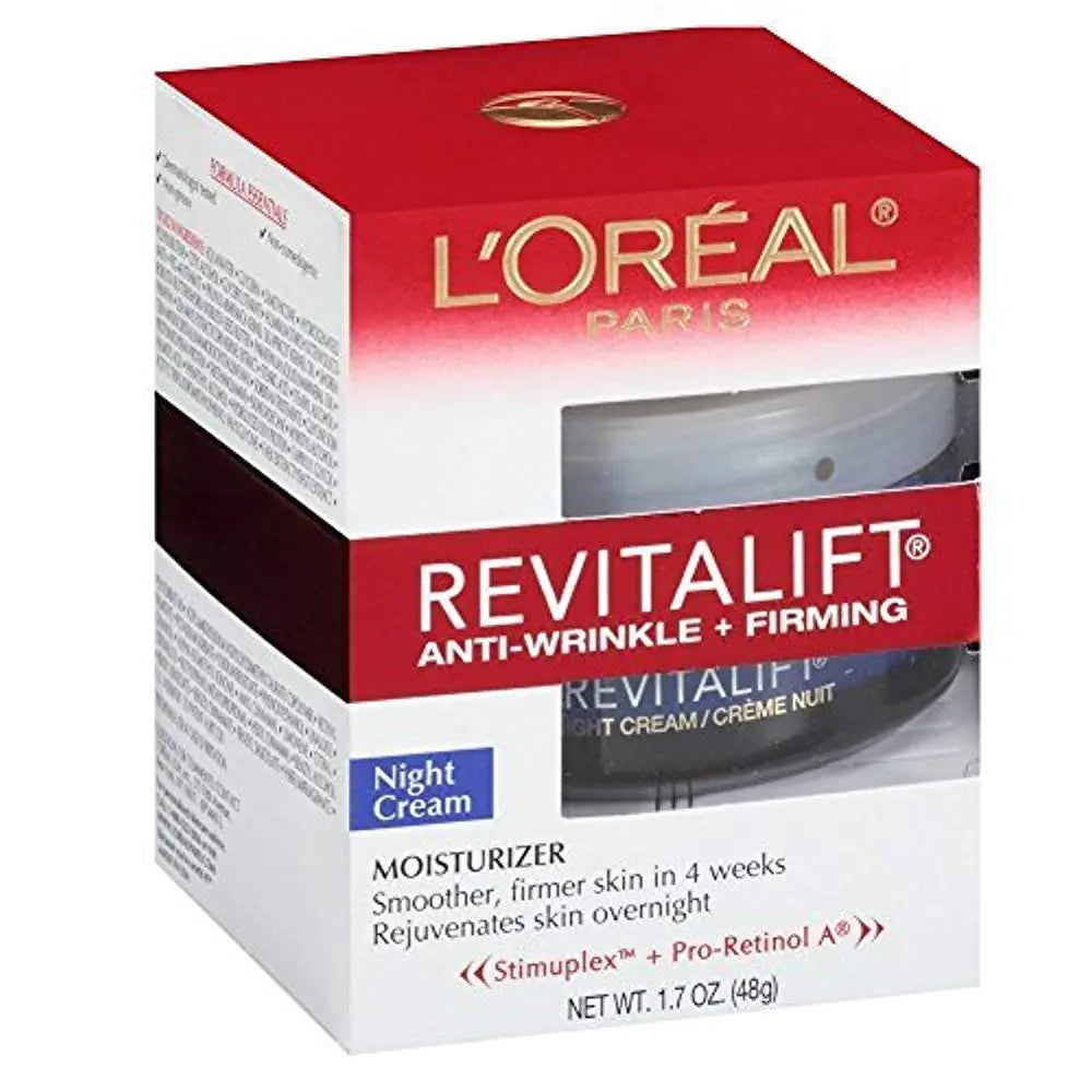 L’Oréal Paris RevitaLift Anti-Wrinkle + Firming Night Cream Moisturizer SPF 18 – 1.7 oz, Pack of 3